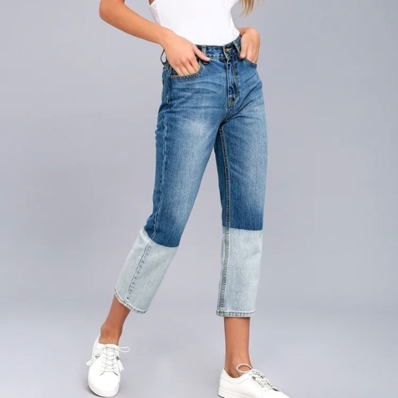 EVIDNT 11 (30) Malibu Blue Dip Dyed Two-Tone High Rise Cropped Jeans From Lulus - Picture 15 of 15